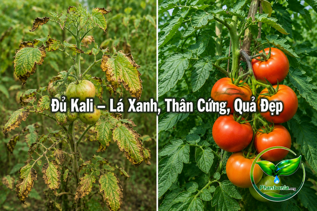Đủ kali lá xanh thân cứng quả đẹp
