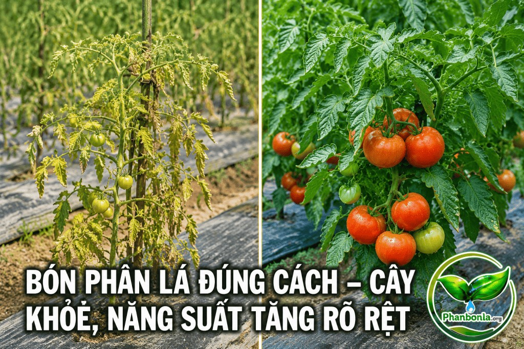 So sánh cây dùng và không dùng phân bón lá
