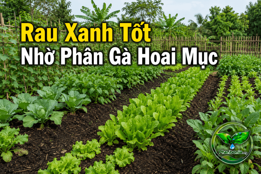 Rau xanh tốt nhờ phân gà hoai mục