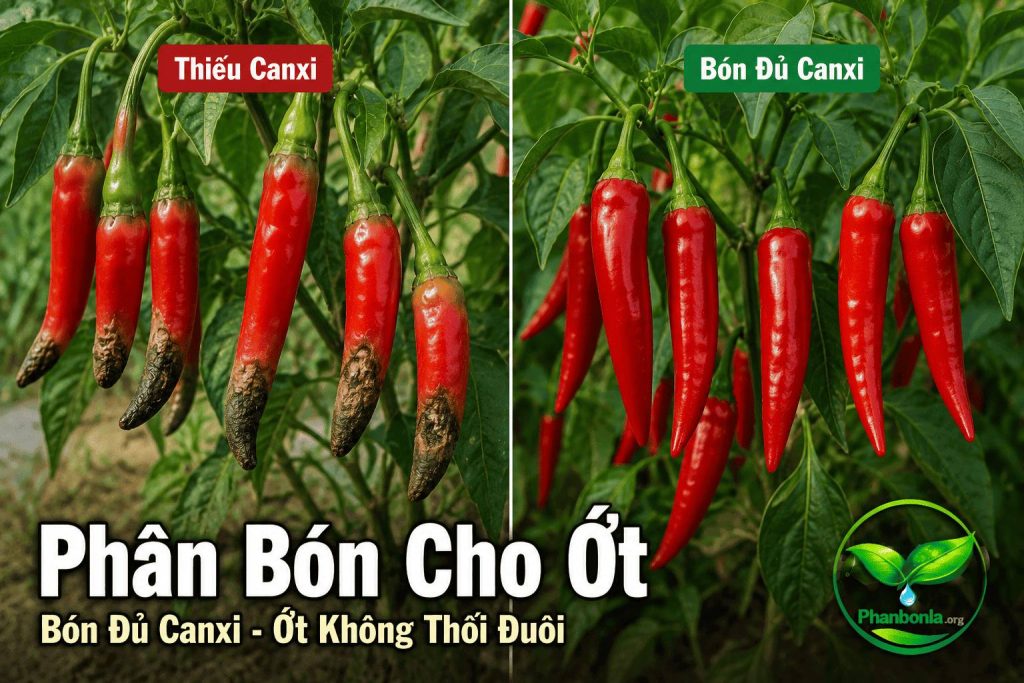 So sánh cây ớt thiếu Canxi