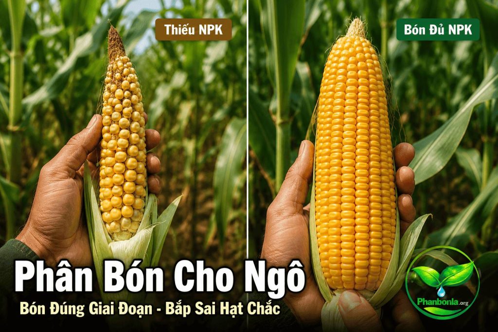 So sánh khi dùng phân bón cho ngô
