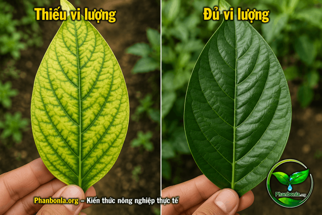So sánh lá thiếu vi lượng