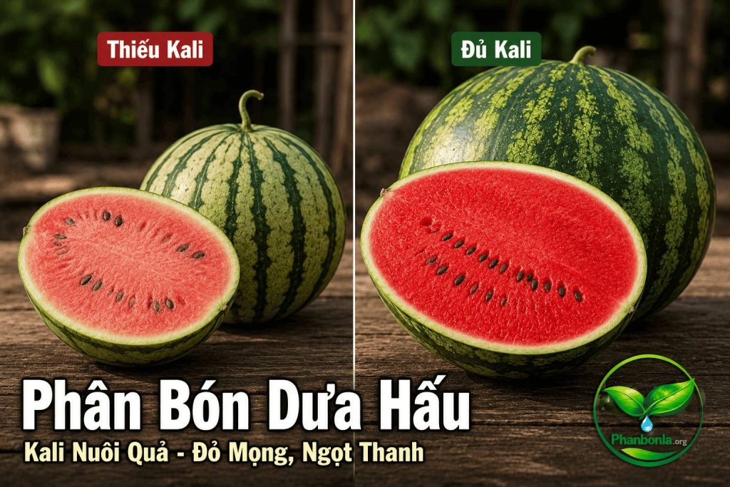 So sánh phân bón dưa hấu thiếu Kali
