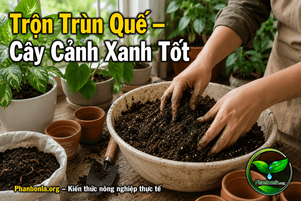 Trộn trùn quế cây xanh tốt