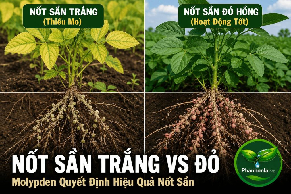 So sánh nốt sần trắng với đỏ trên đậu nành